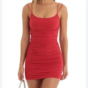 Lucy in the sky bodycon in shimmer red
